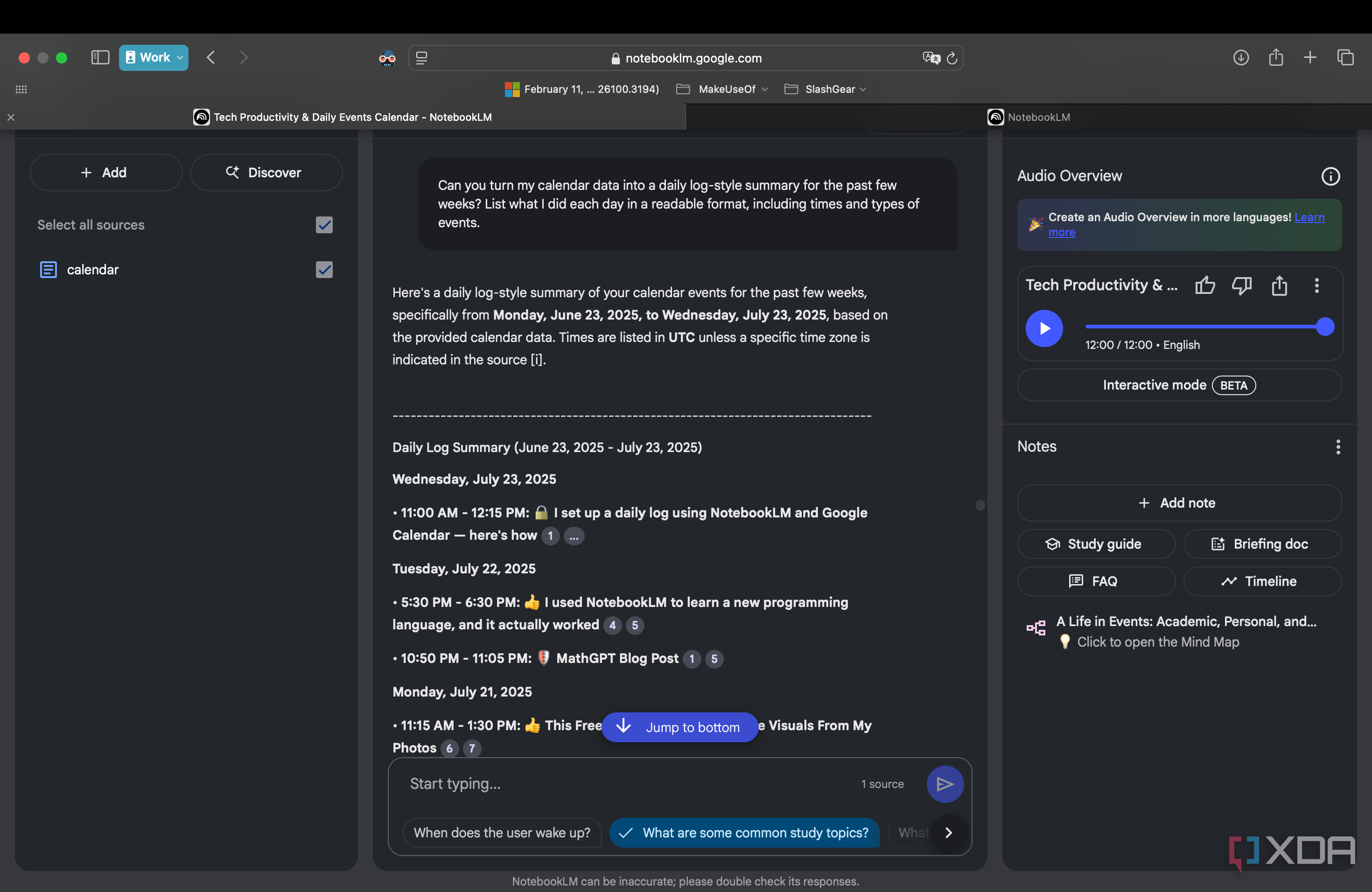 I set up a daily log using NotebookLM and Google Calendar — here's how