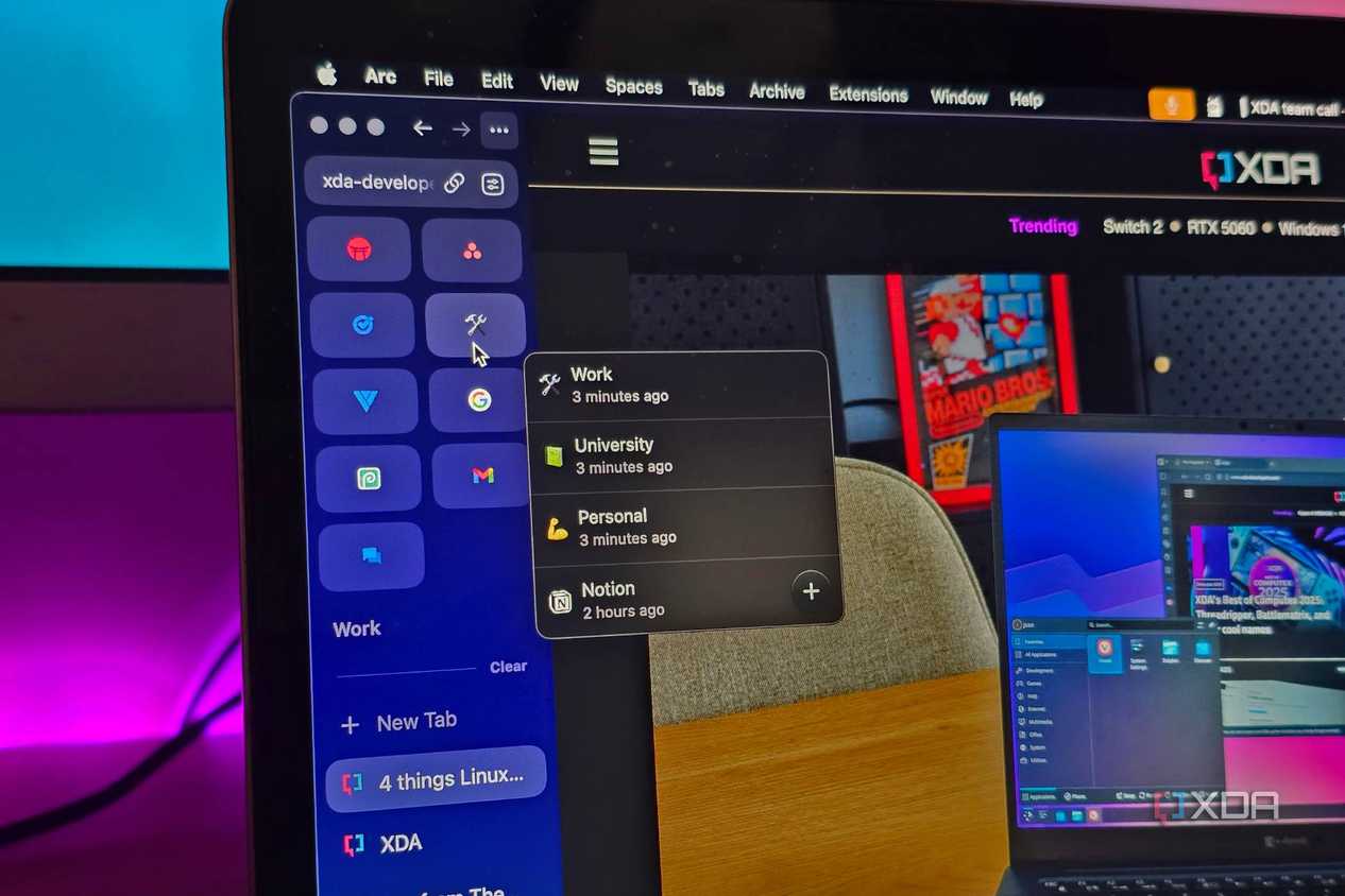 A Notion preview visible inside the Arc Browser on a MacBook
