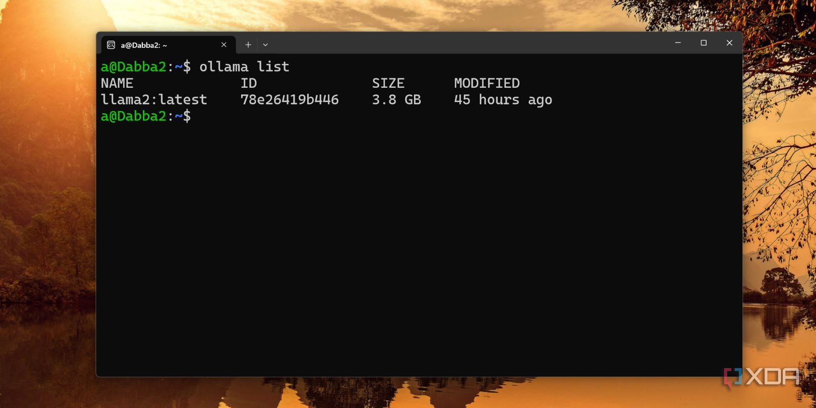 screenshot of ollama installed models wsl2