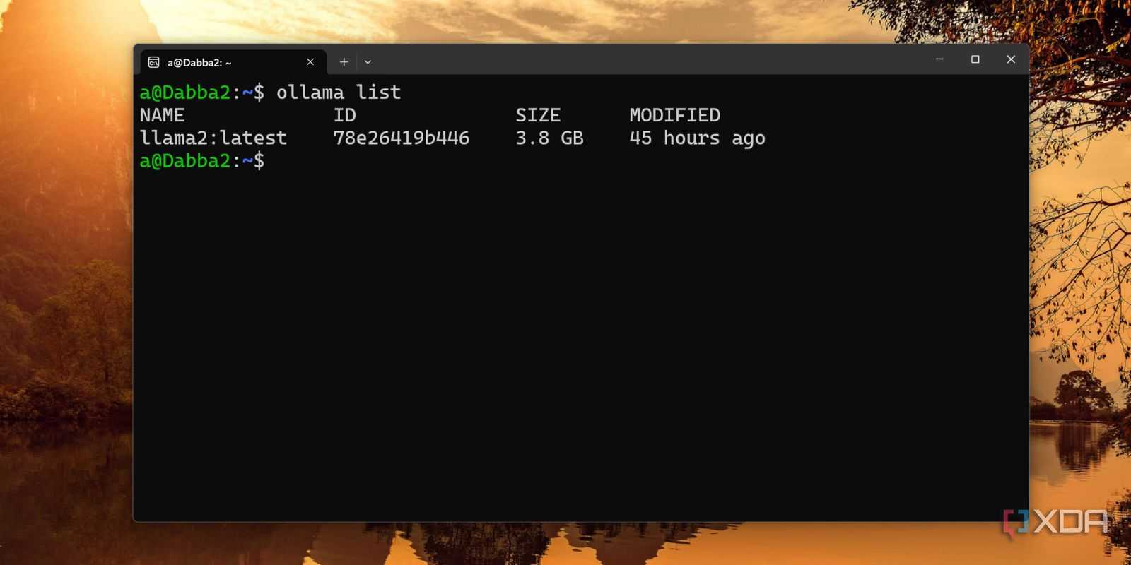 screenshot of ollama installed models wsl2