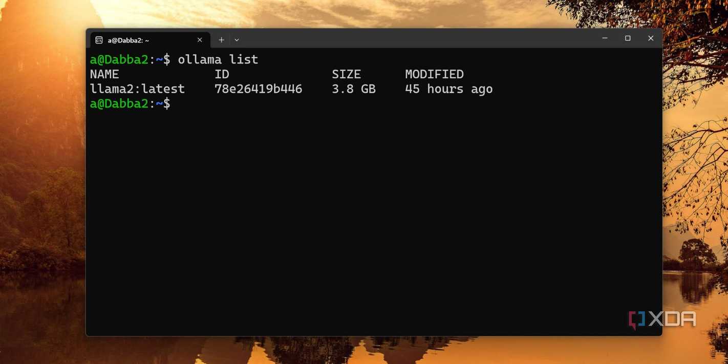 screenshot of ollama installed models wsl2
