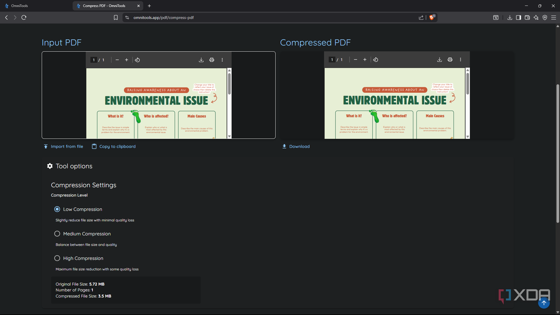 OmniTools PDF compressor
