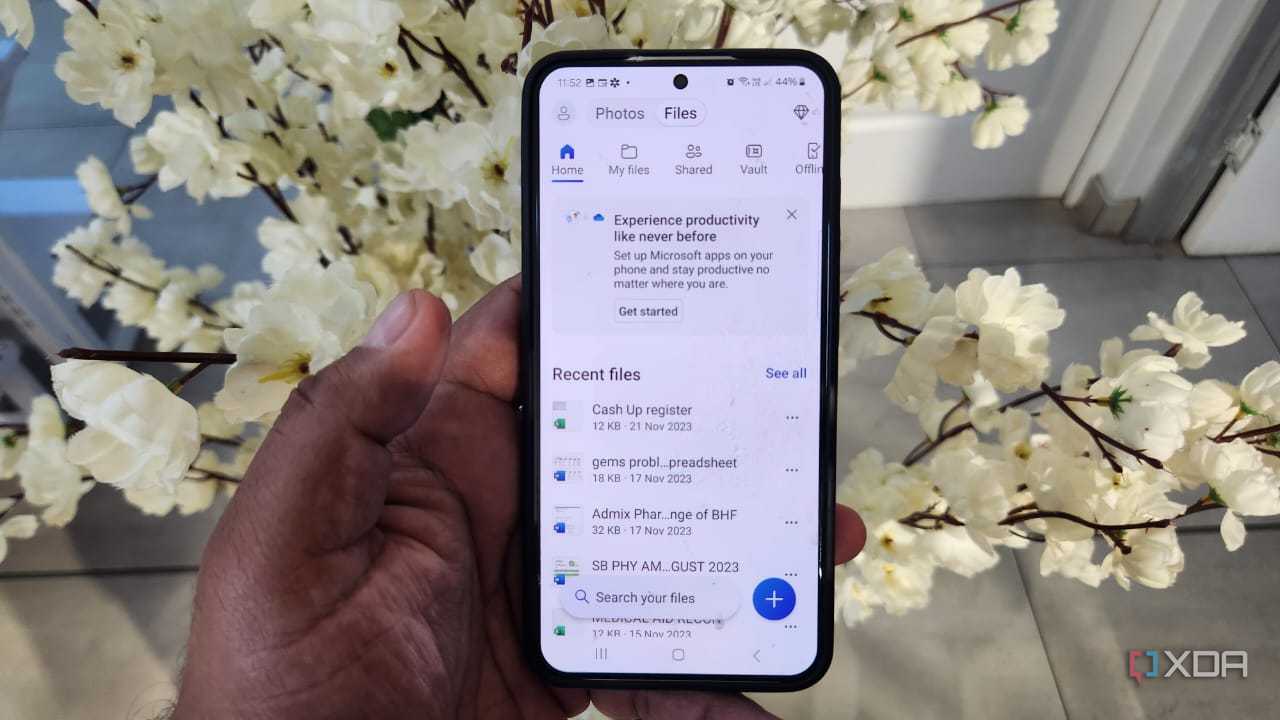 OneDrive mobile recent files