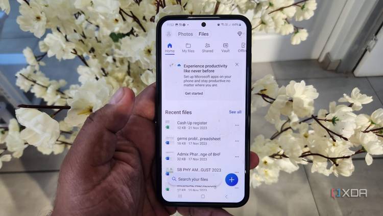 OneDrive mobile recent files