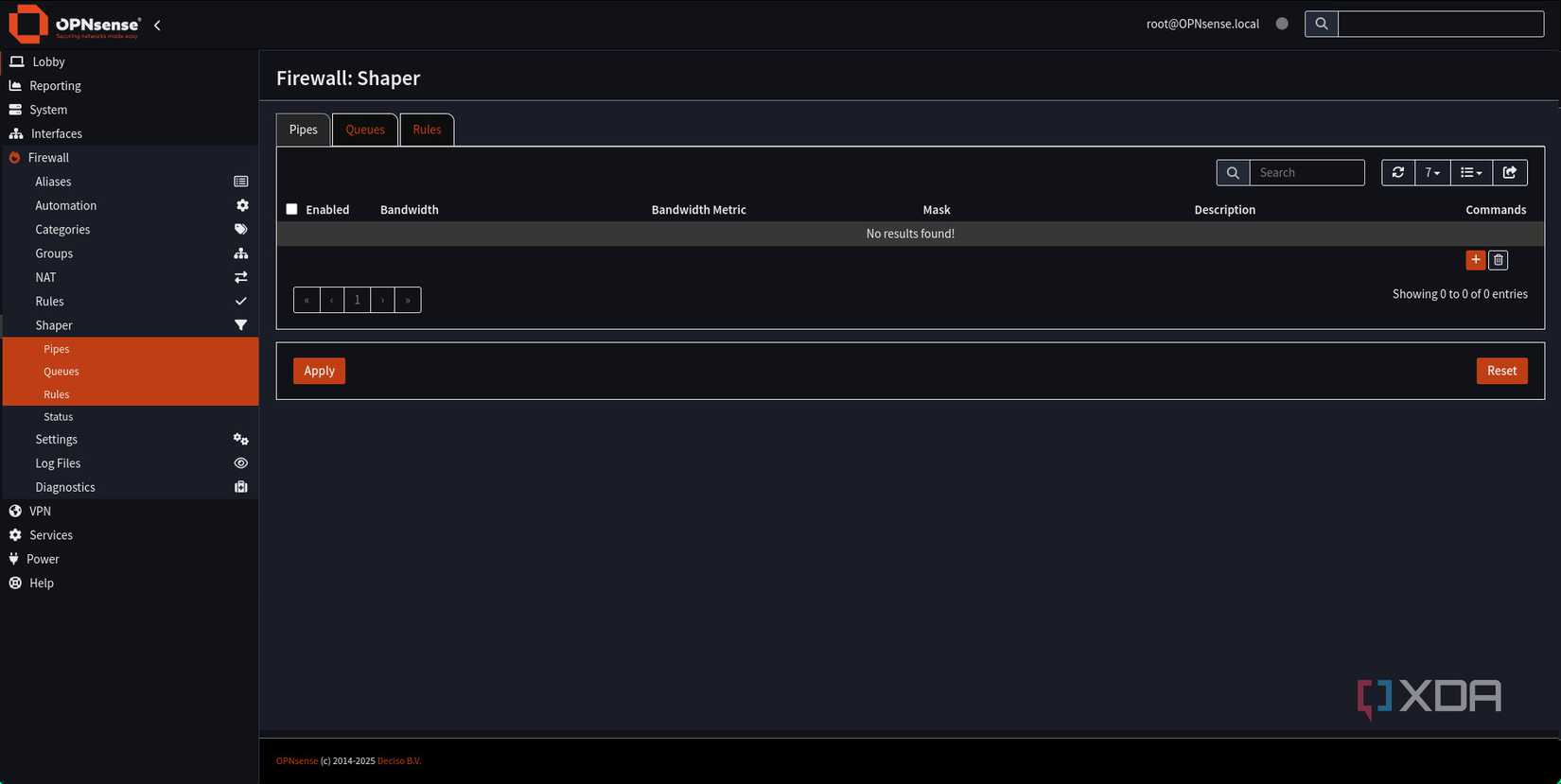 OPNsense traffic shaping pipes
