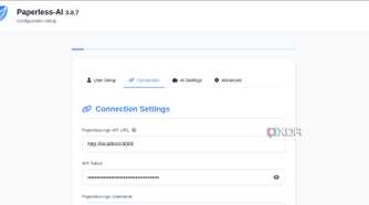 screenshot of paperless ai connection settings