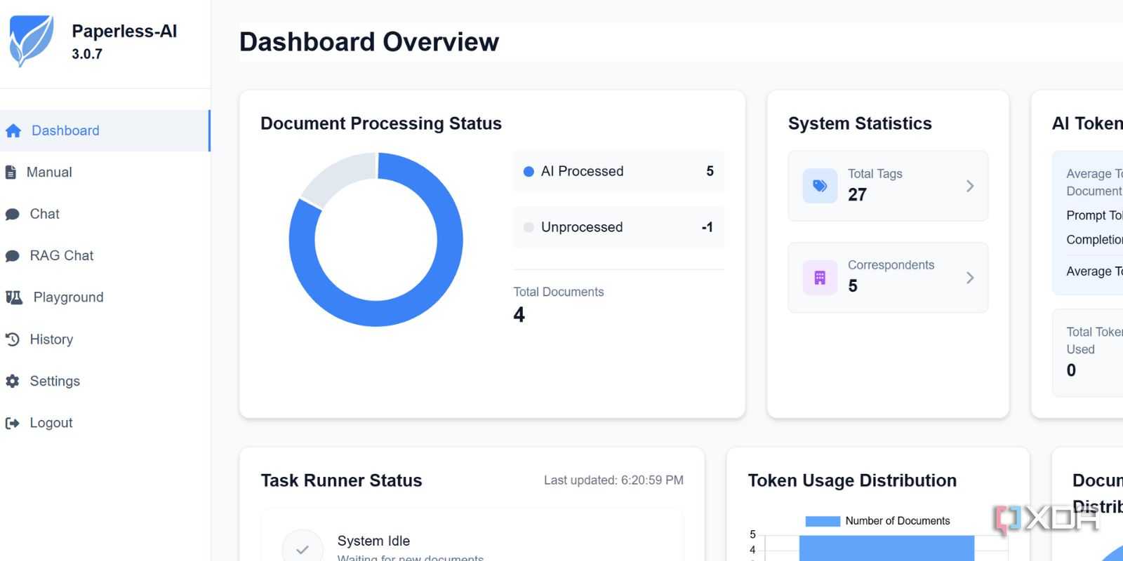 screenshot of paperless ai dashboard