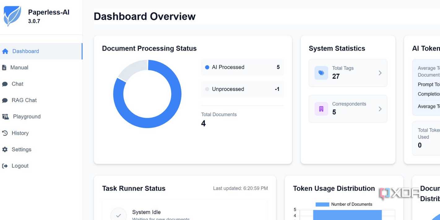 screenshot of paperless ai dashboard