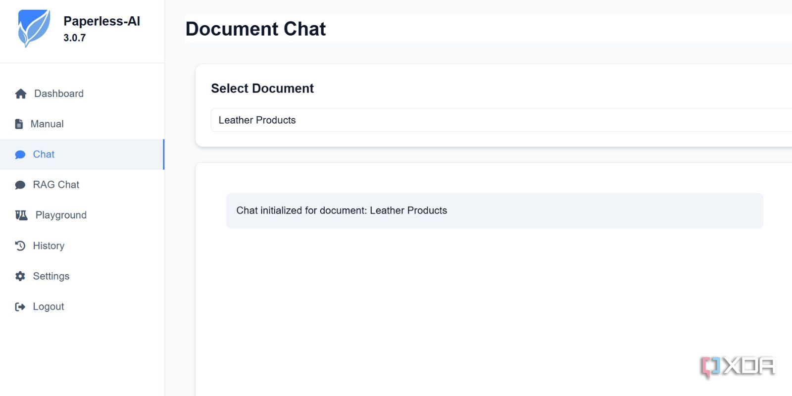 screenshot of paperless ai document chat