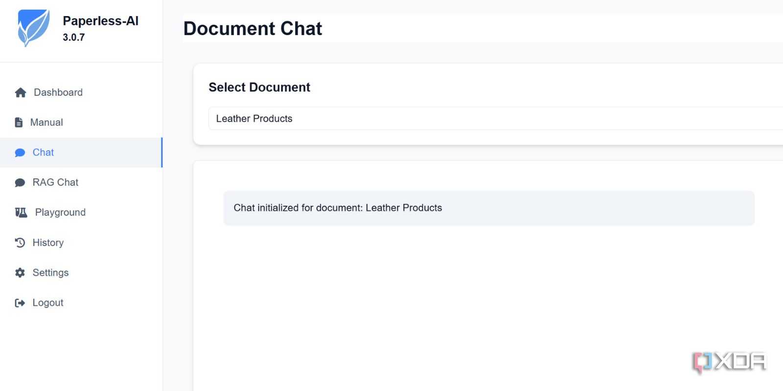 screenshot of paperless ai document chat