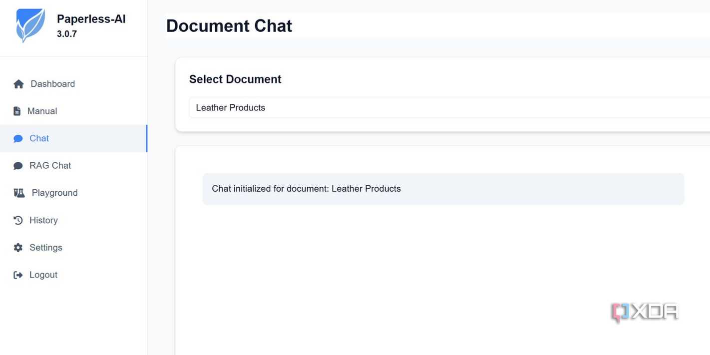 screenshot of paperless ai document chat