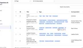 screenshot of paperless ai document history