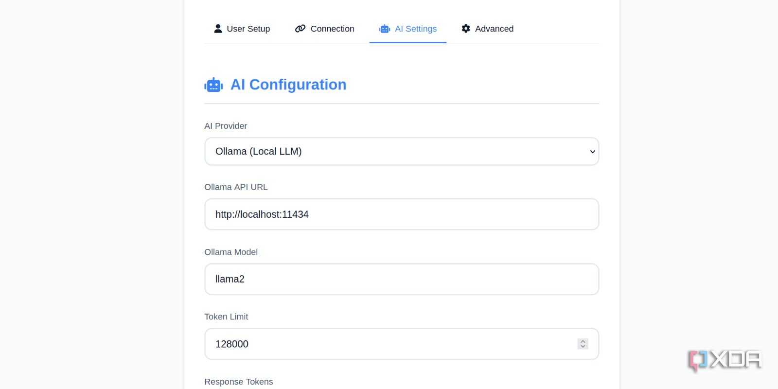 screenshot of paperless ai local llm settings