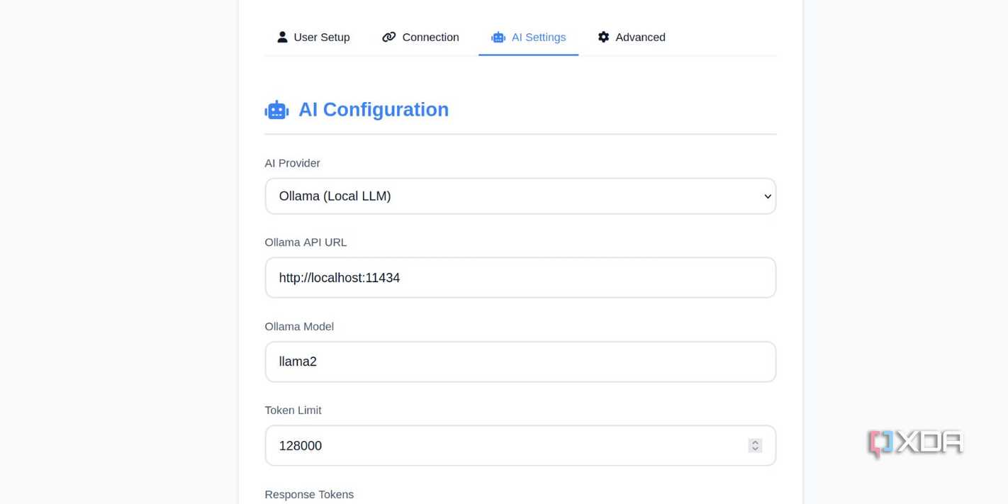 screenshot of paperless ai local llm settings