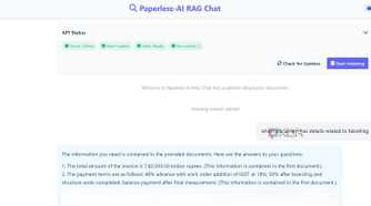 screenshot of paperless ai rag chat