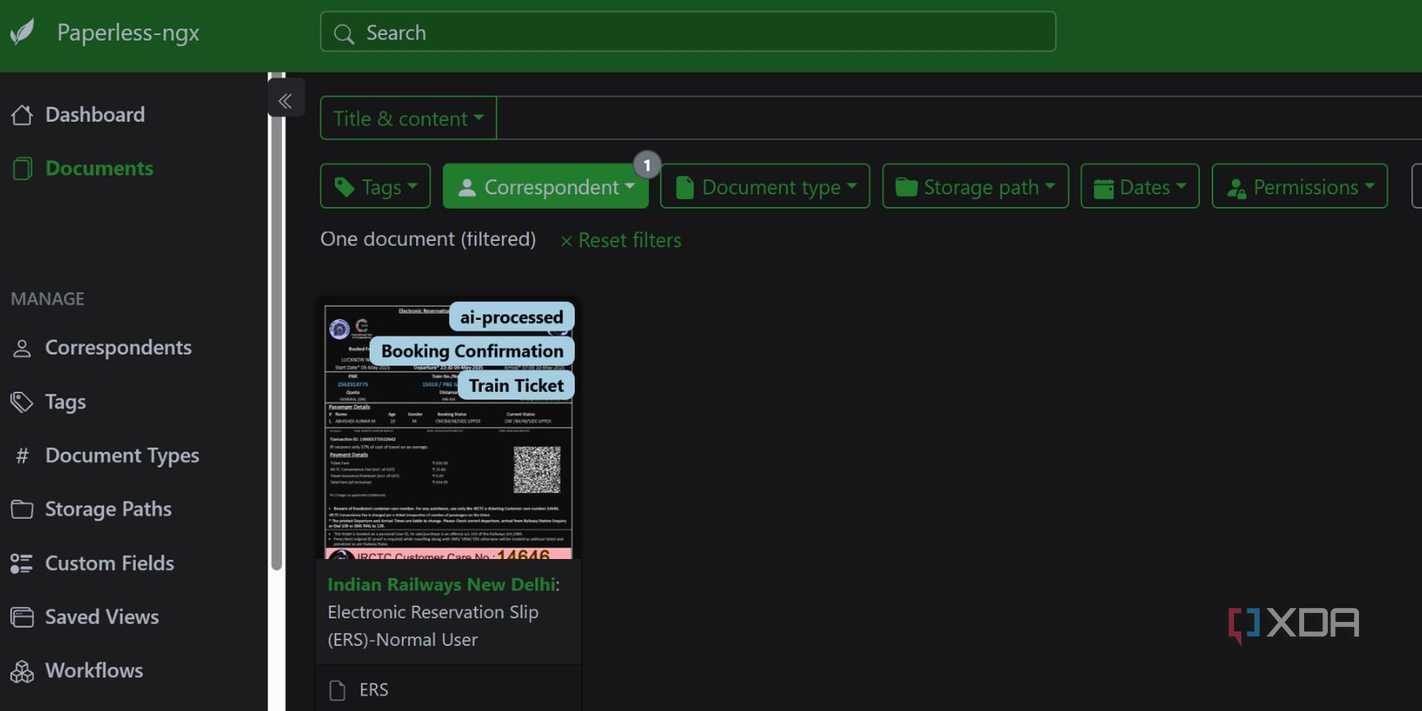 screenshot of paperless ngx ai processed document