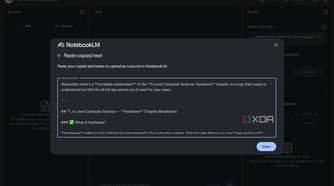 pasting copied text into notebooklm text box