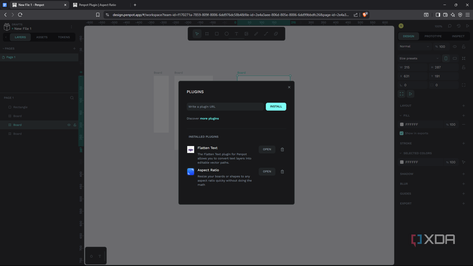 Penpot view installed plugins