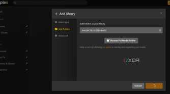 screenshot of plex adding externa harddisk webui