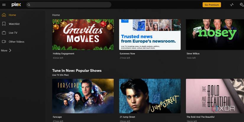 screenshot of plex promotional content home page