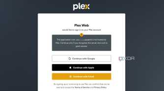 screenshot of plex signin webui