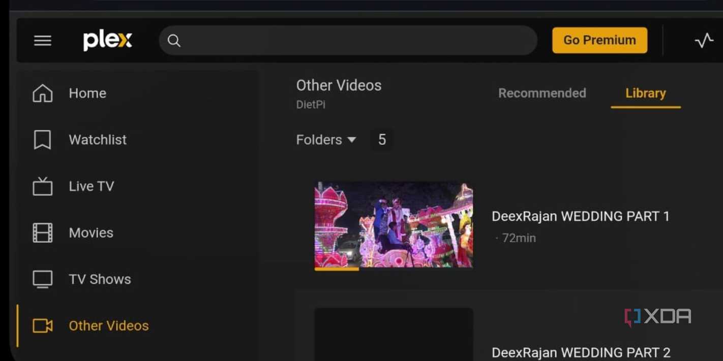 screenshot of plex video folder access with tailscale android chrome