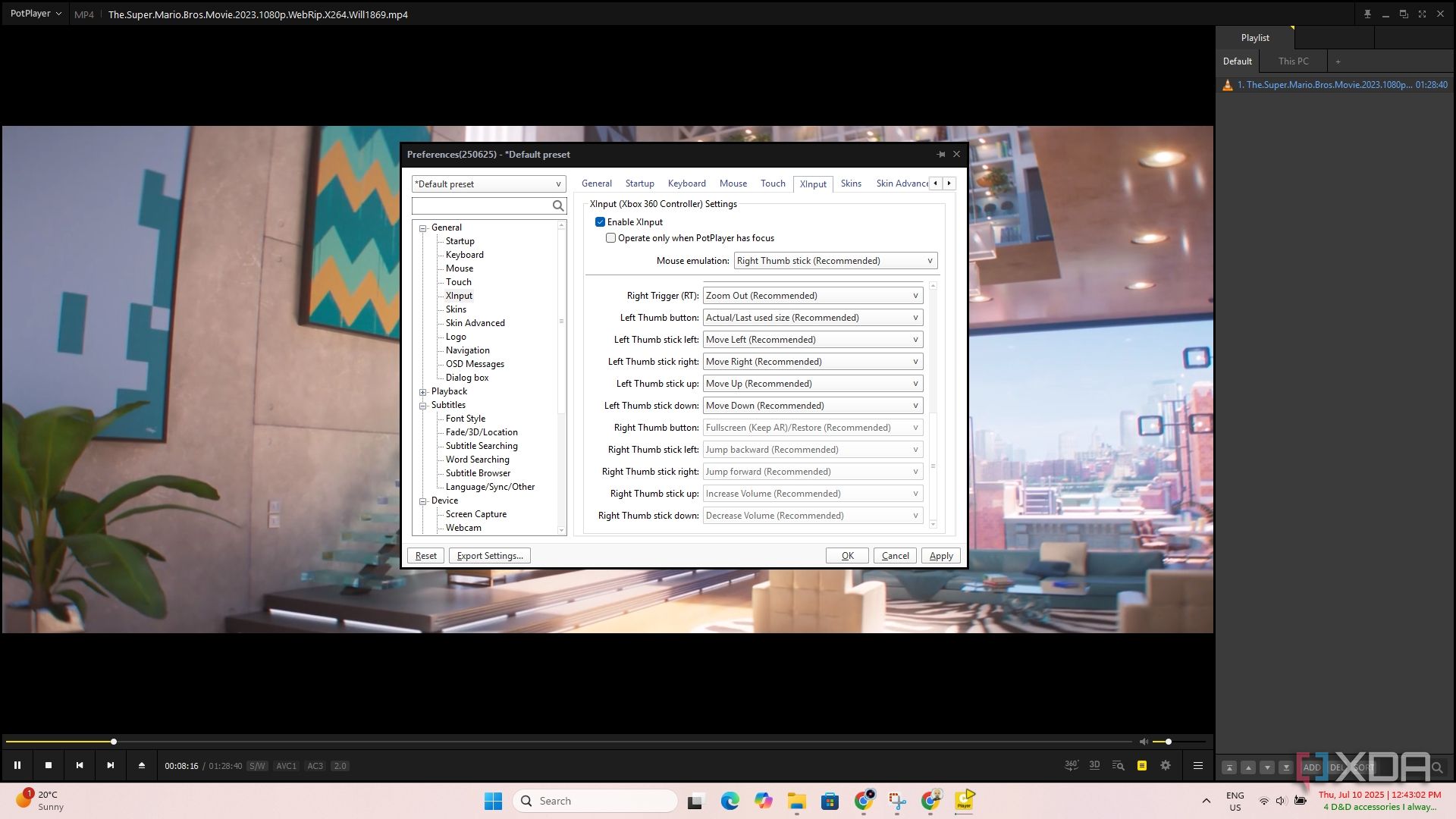 Potplayer Xinput main menu
