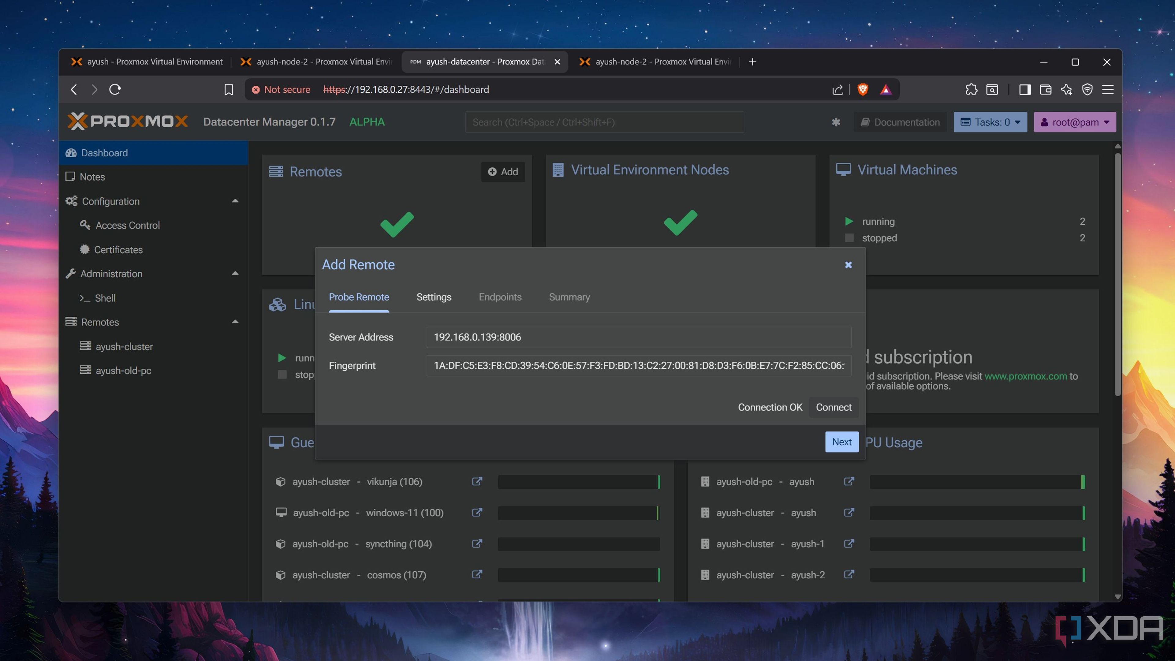 Adding a remote machine to Proxmox Datacenter Manager