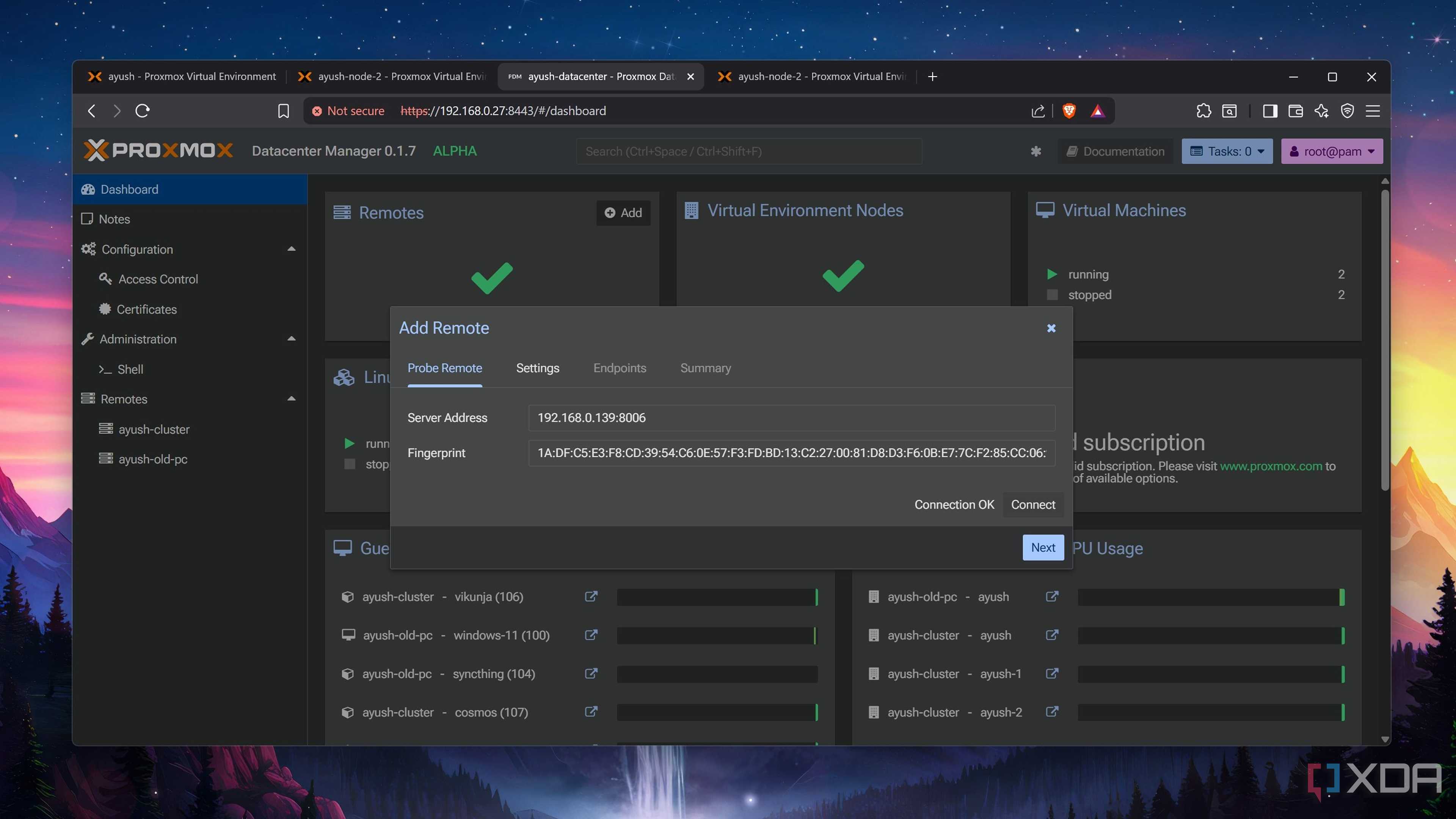 Adding a remote machine to Proxmox Datacenter Manager