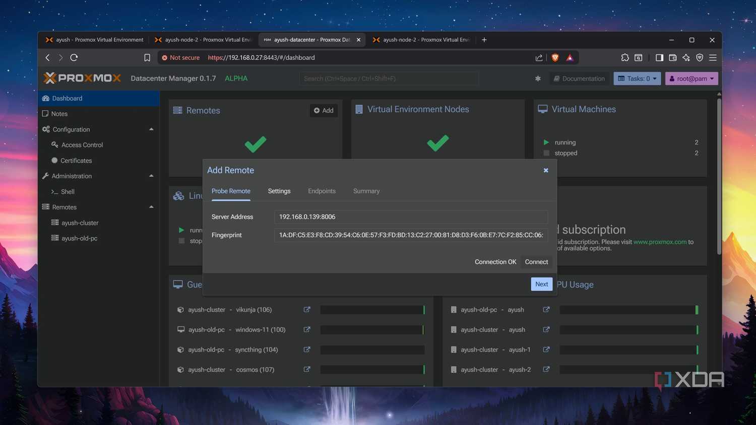Adding a remote machine to Proxmox Datacenter Manager