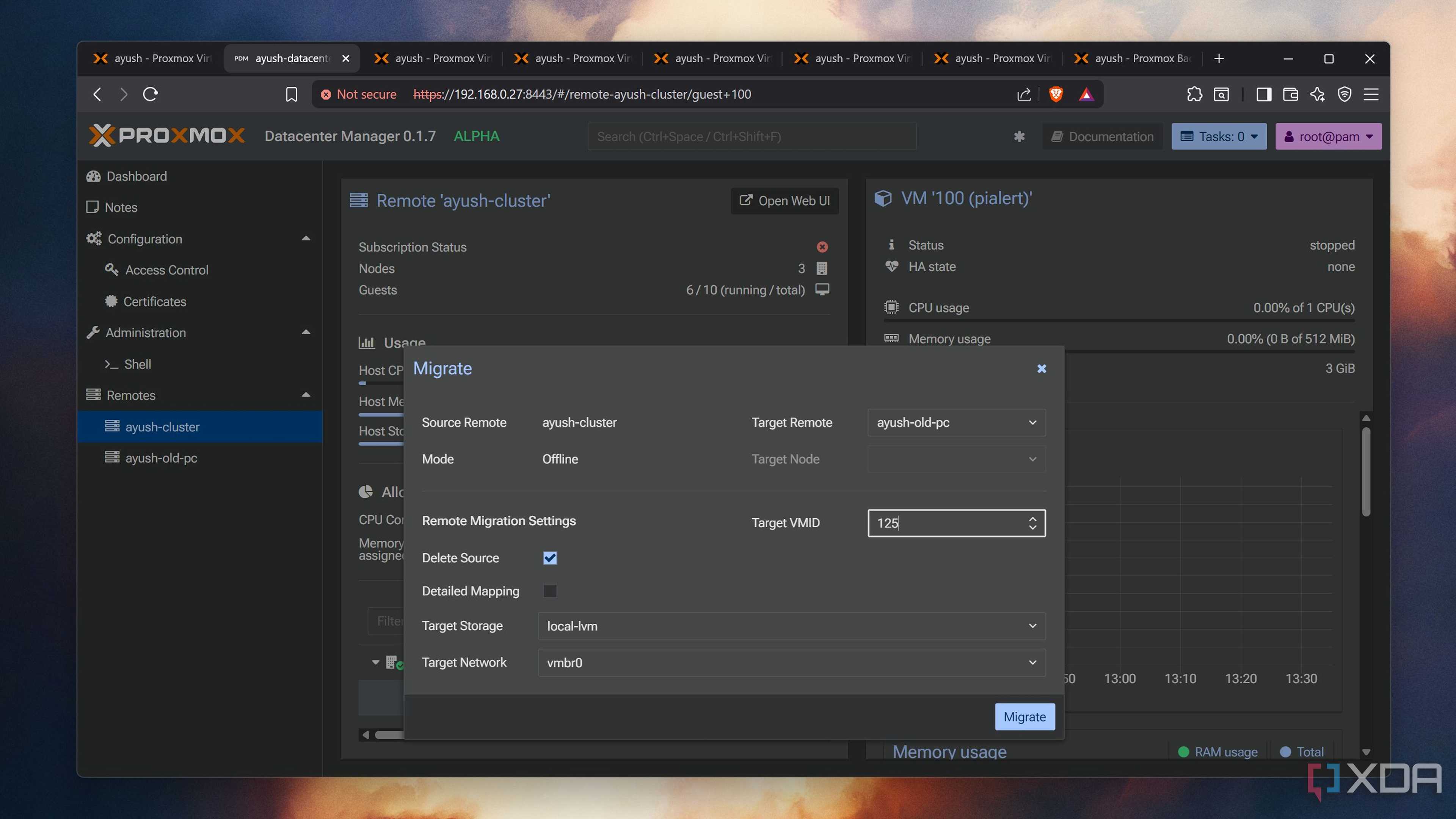 Migrating a VM via Proxmox Datacenter Manager