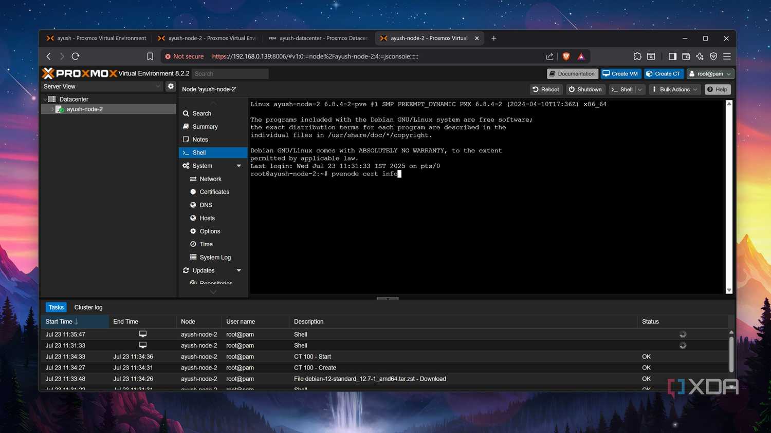 Checking the fingerprint on Proxmox Datacenter Manager