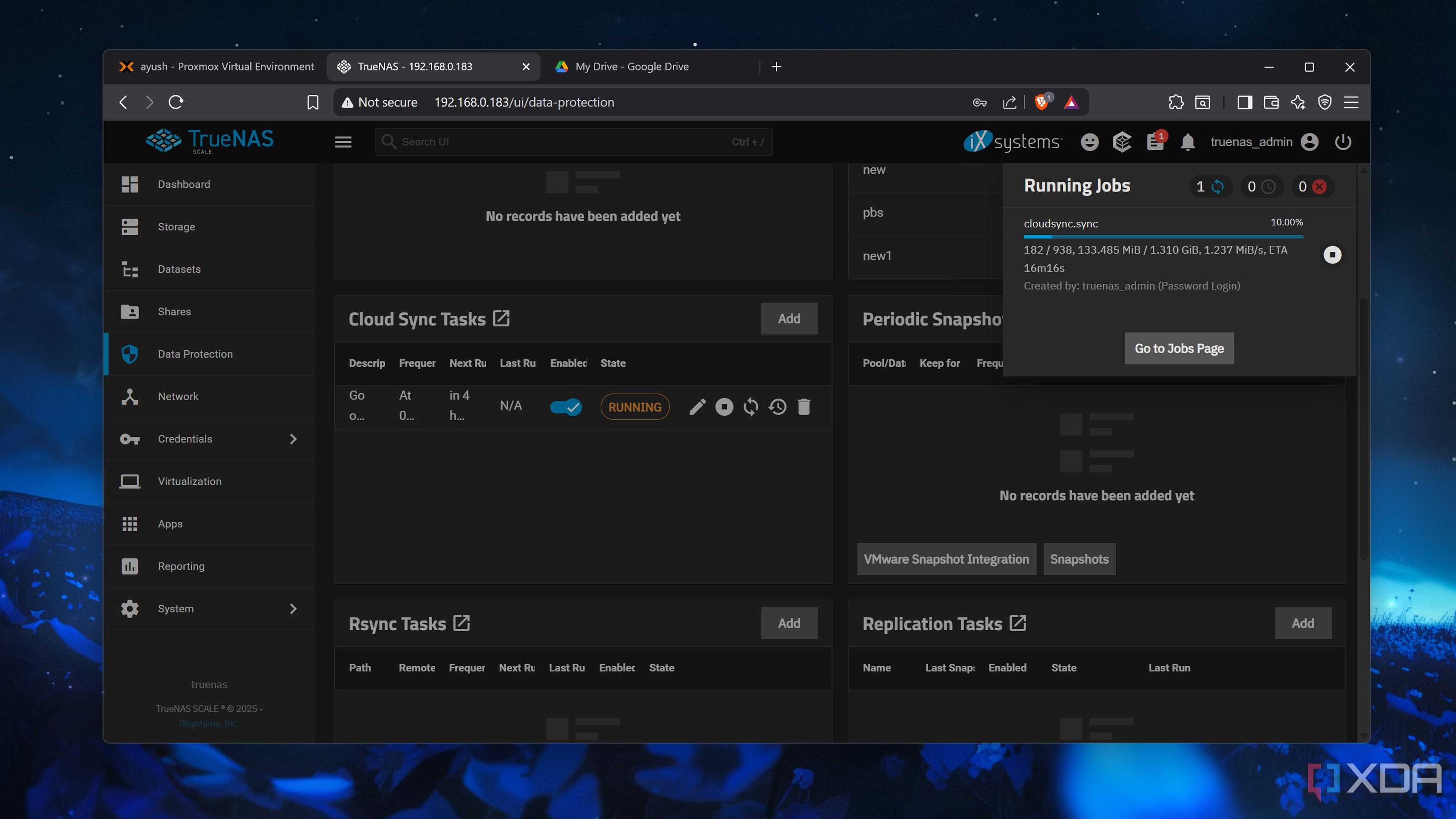 Backing up PBS data to Google Drive via TrueNAS Scale