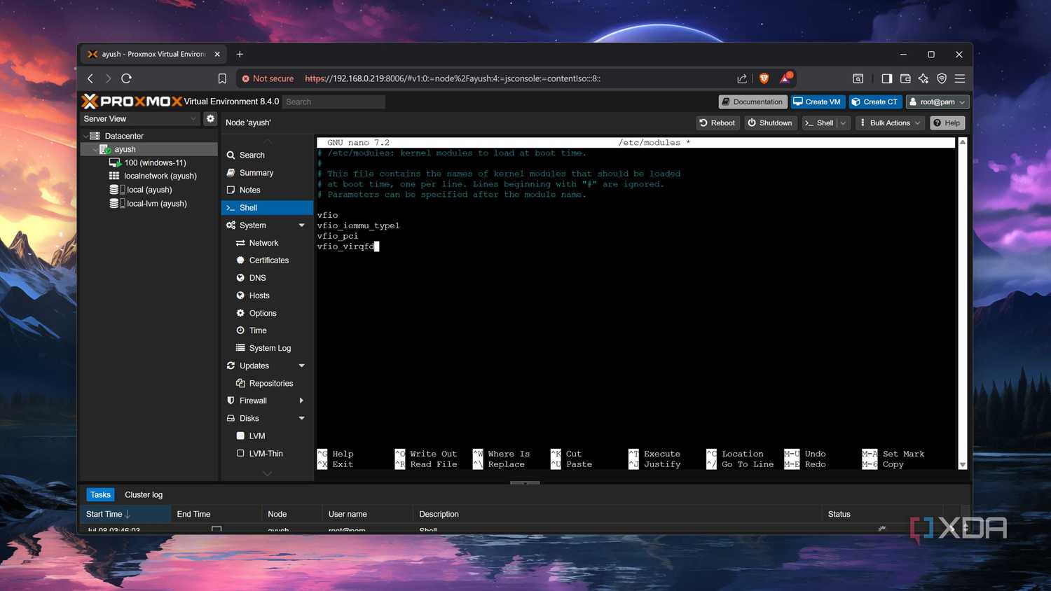 Adding vfio modules to the modules config file