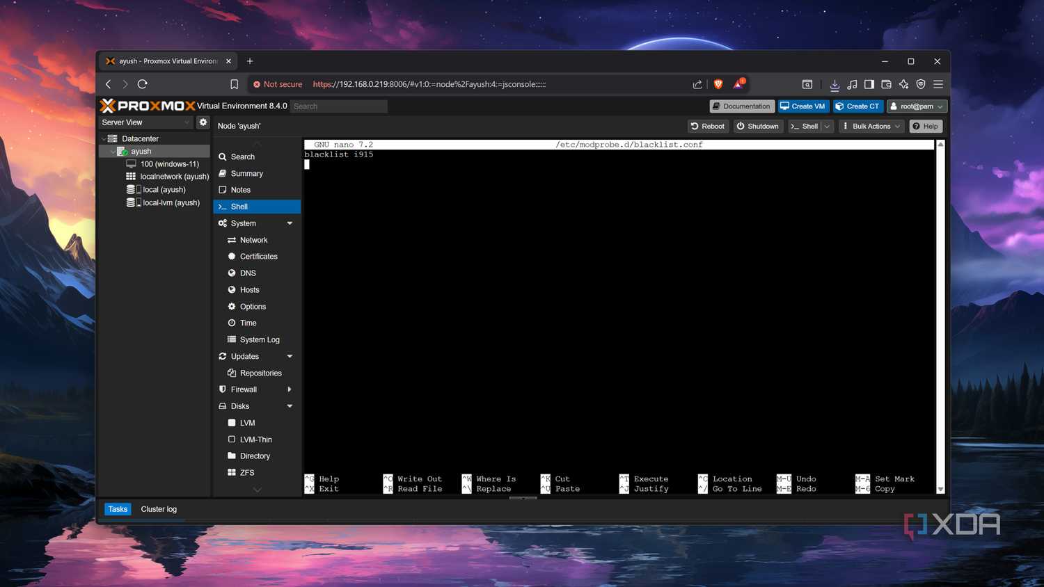 Blacklisting the Intel GPU driver in Proxmox