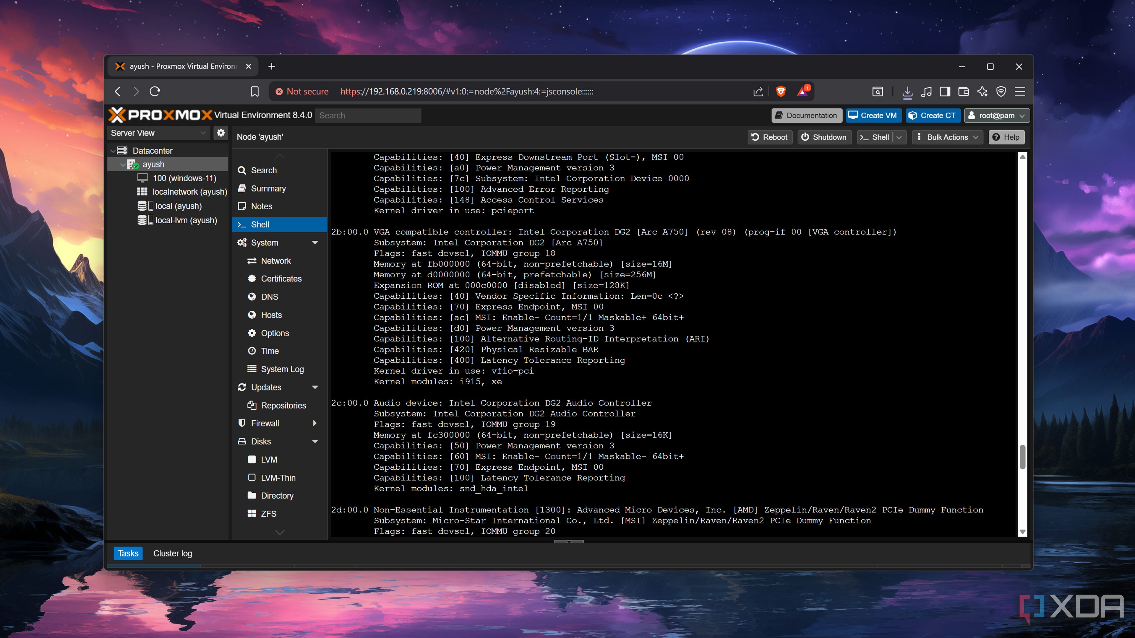 Checking the PCIe devices in Proxmox