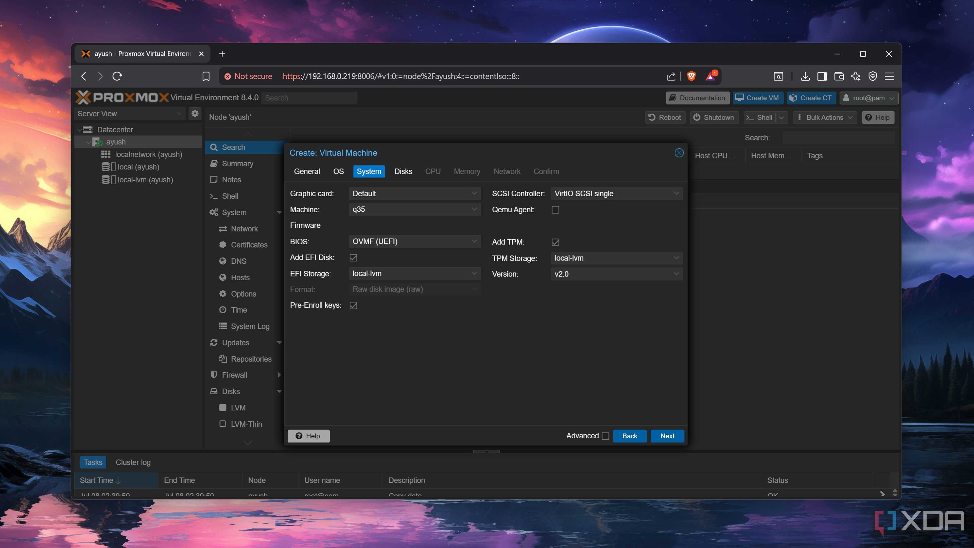 Enabling EFI Disk and TPM on Proxmox