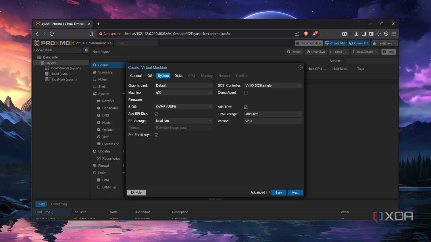 Enabling EFI Disk and TPM on Proxmox