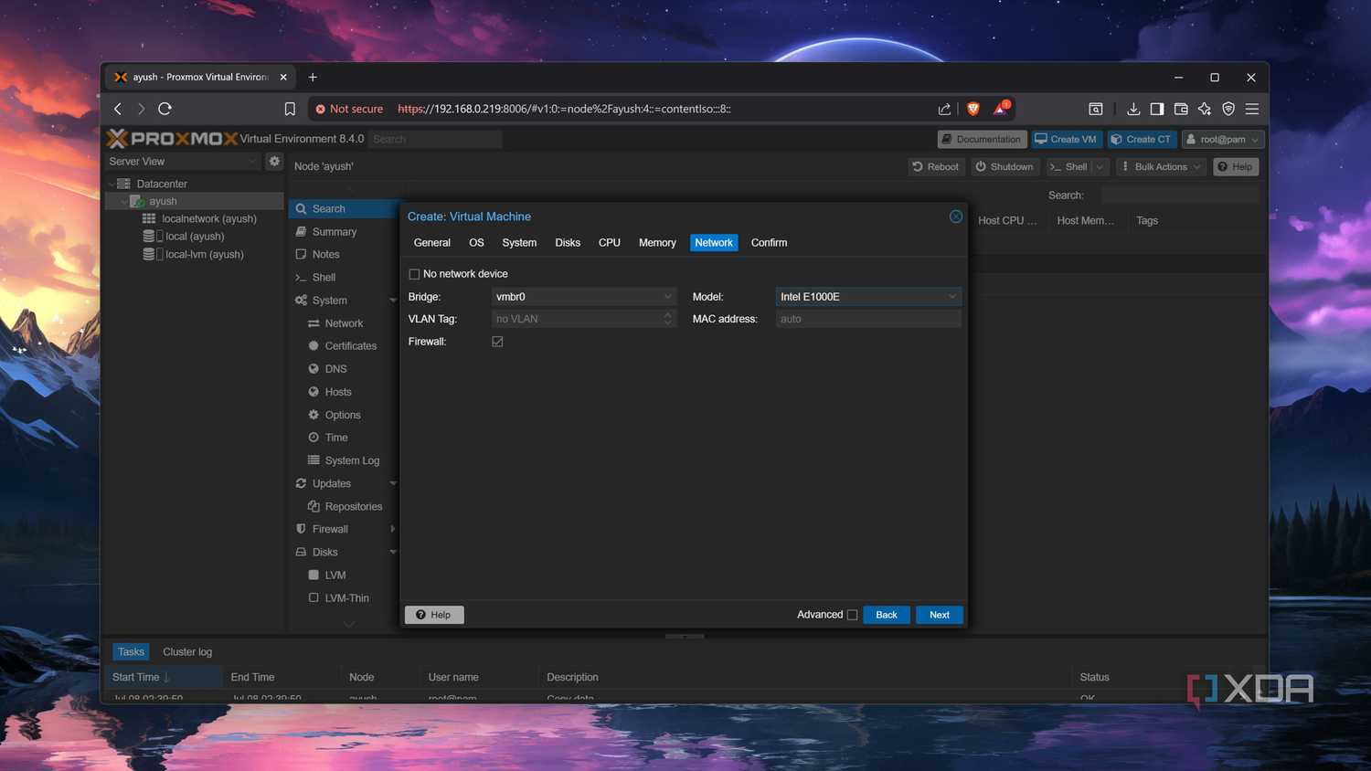 Setting the Ethernet adapter on a Windows 11 VM