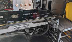 Close-up of a graphics card inside a PC