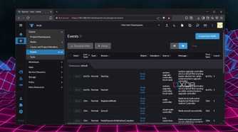 The Events page on Rancher's web UI