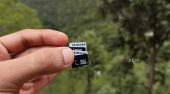 A person holding microSD cards
