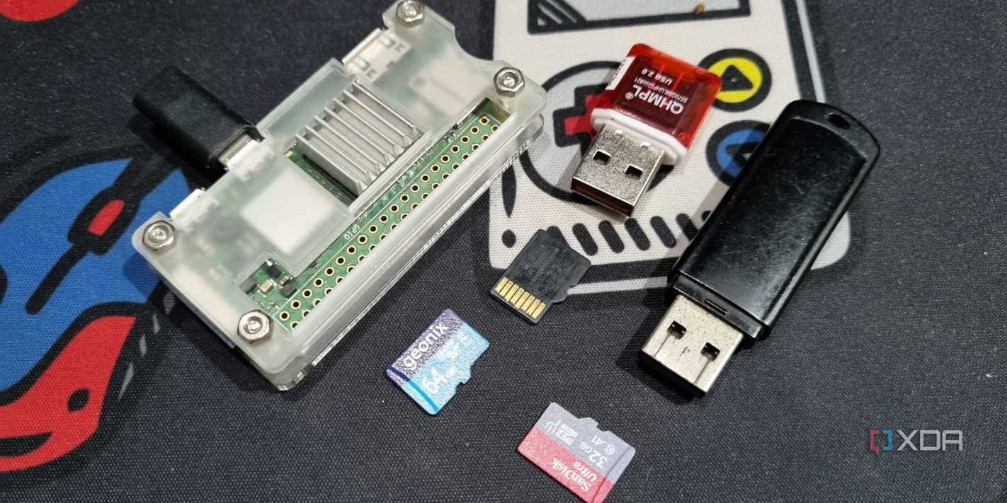 photo of raspberry pi zero2w with sdcard usb card reader