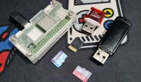 photo of raspberry pi zero2w with sdcard usb card reader