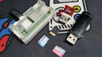 photo of raspberry pi zero2w with sdcard usb card reader