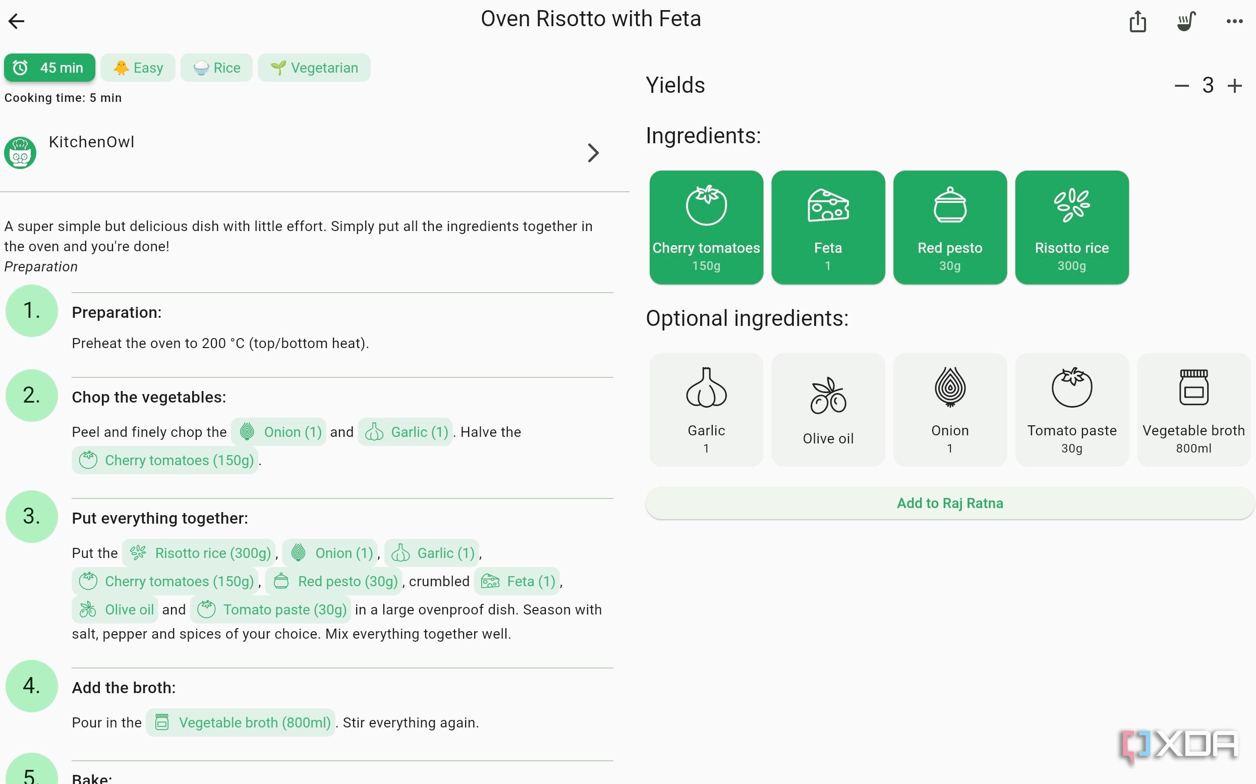 KitchenOwl meal planning