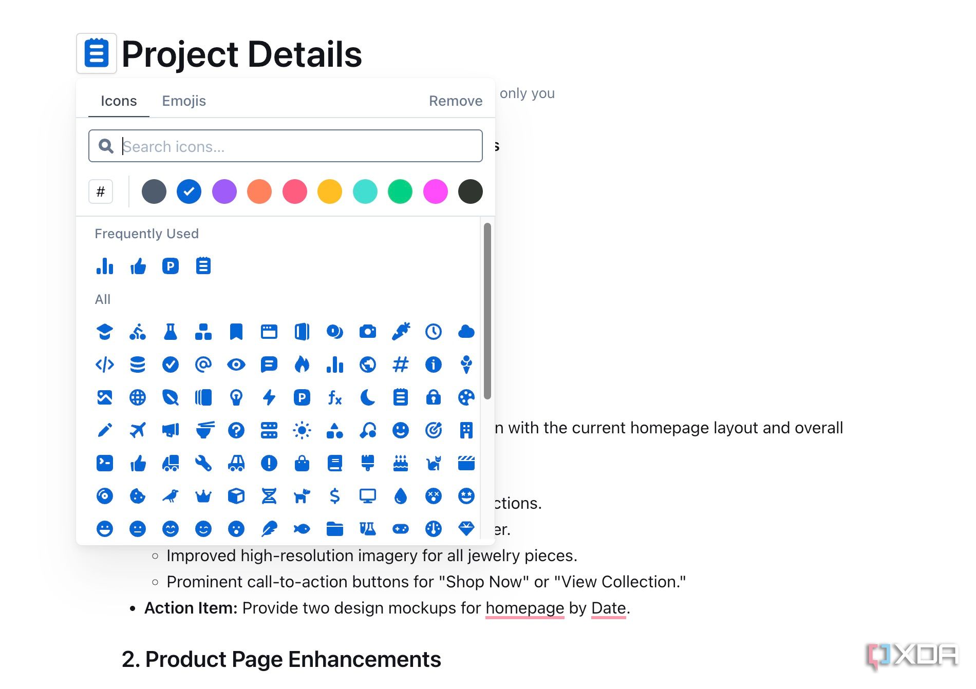 customize document in Outline