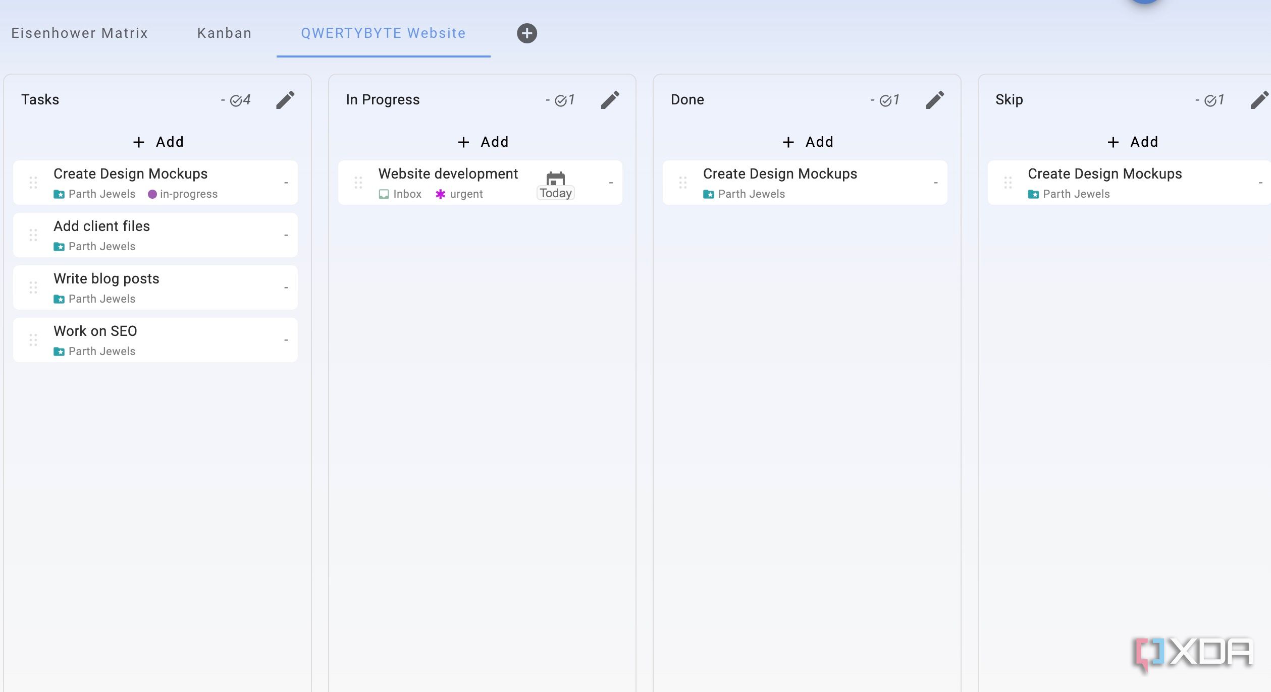 Super Productivity Kanban boards