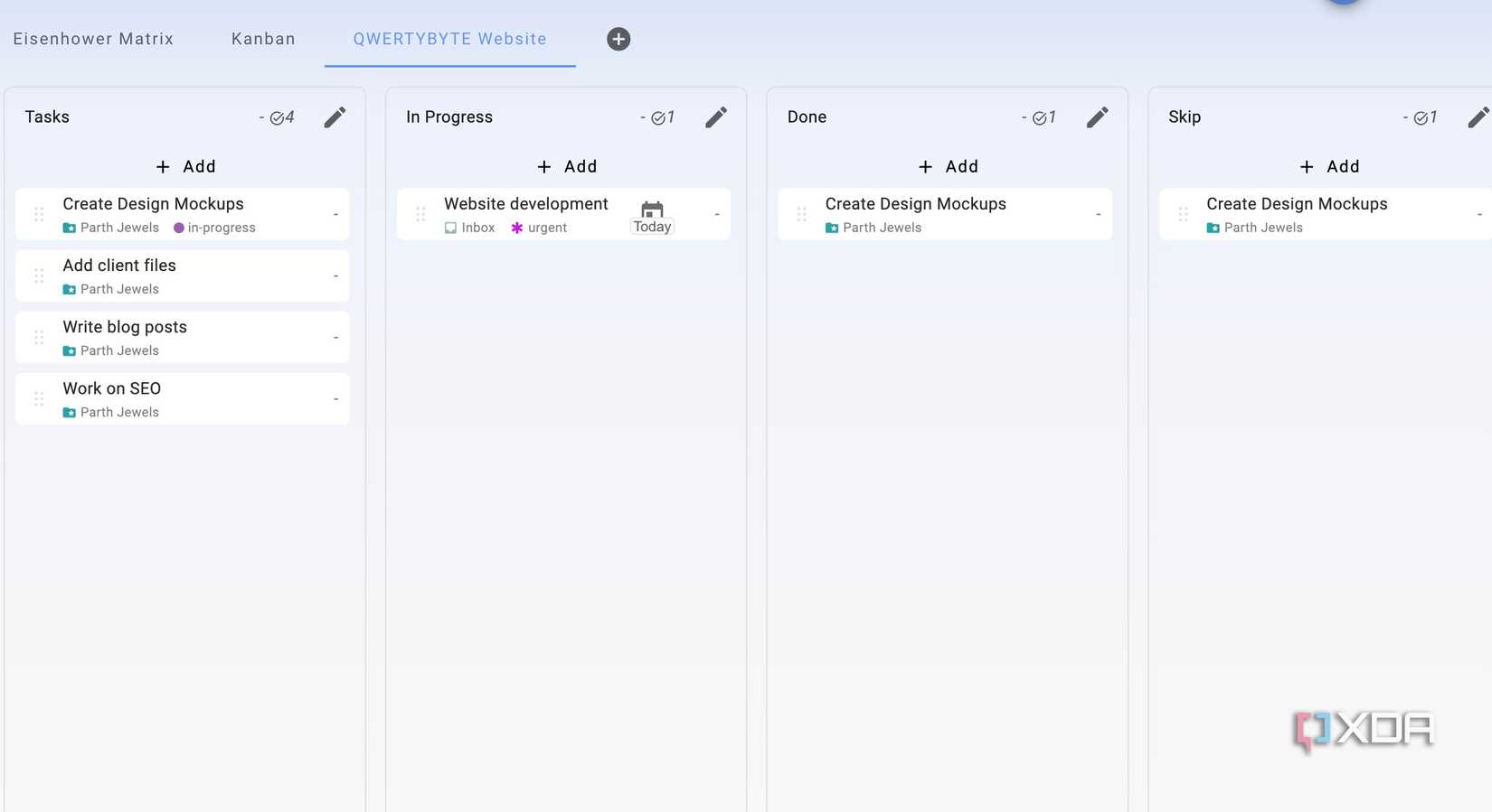 Super Productivity Kanban boards