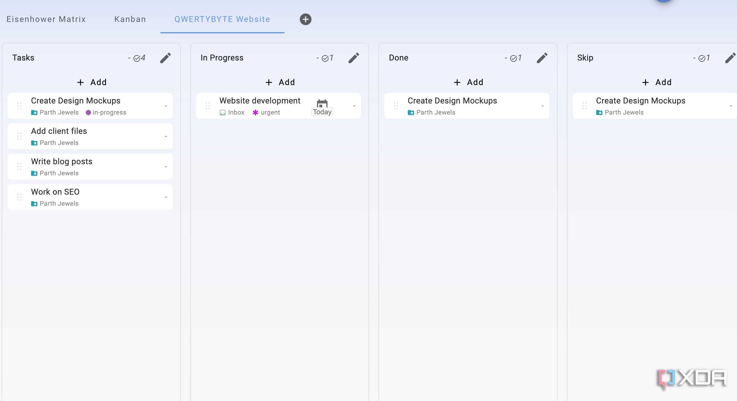 Super Productivity Kanban boards